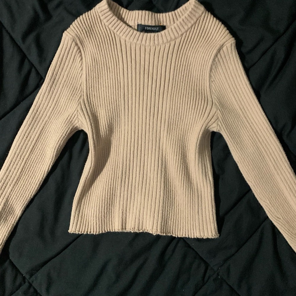 Forever 21 Tan Ribbed Knit Top